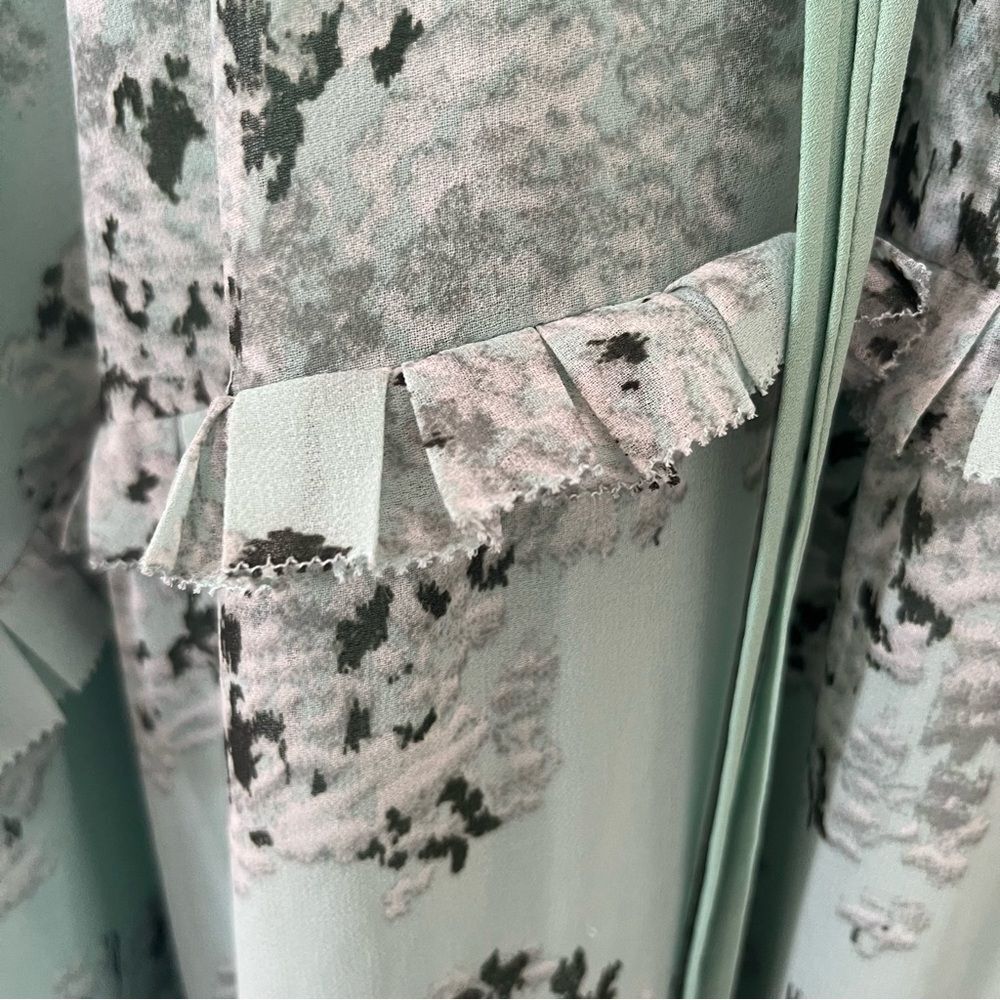 Massimo Dutti Mint Green Floral Maxi Dress 6 Boho Tiered Sleeveless Cottagecore - Picture 12 of 15